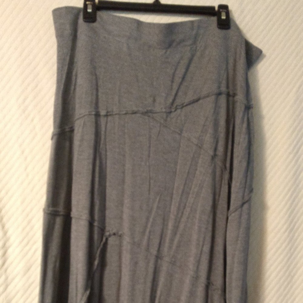 plus sized grey rayon maxi skirt shappy chic